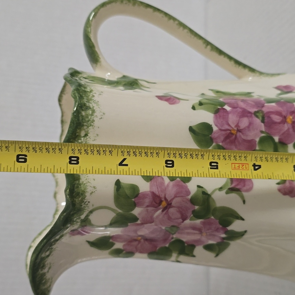 Vintage Hand Painted Large Cash Family Blue Ridge Pottery Floral Pitcher - Picture 13 of 16